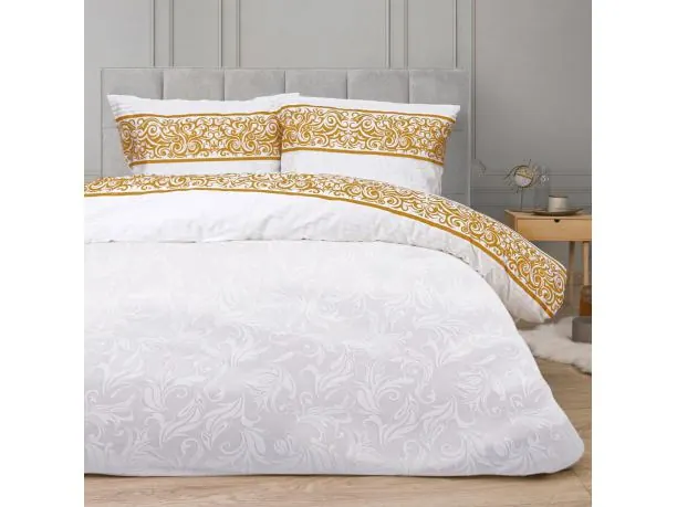 Pościel satynowa 160x200 + 2/ 70x80 Love wz. 1514/1 biało miodowa fantazja