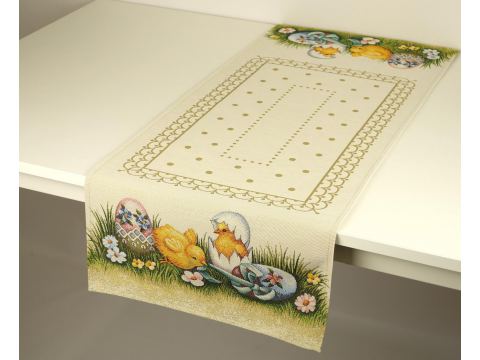 Bieżnik gobelinowy wielkanocny 45x140 cm kurczaczki, pisanki  wz 301  SlodkieSny
