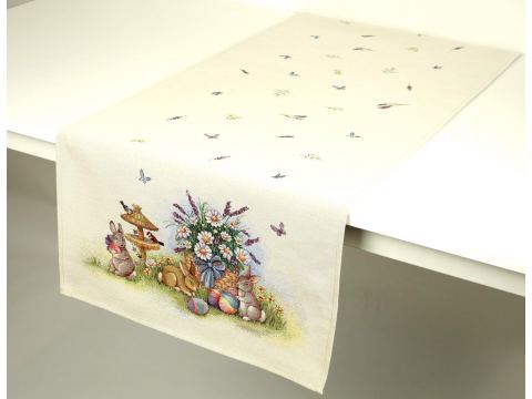 Bieżnik gobelinowy wielkanocny 45x140 cm zajączki, pisanki wz 303  SlodkieSny