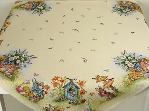 Obrus gobelinowy wielkanocny 100x100 cm zajączki, pisanki wz 303 SlodkieSny