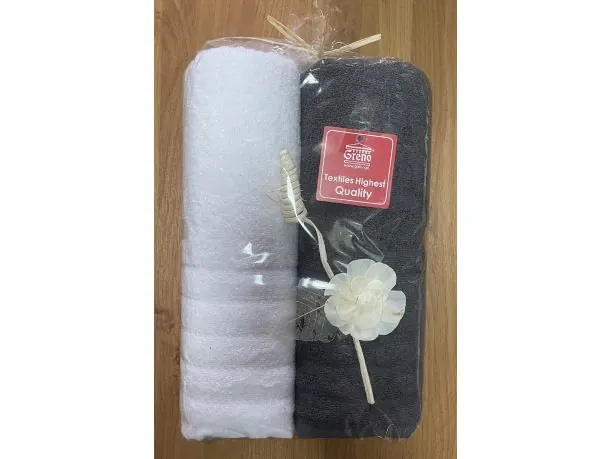 Komplet ręczników Alexa 2/70x130 upominek biały, ciemny popiel