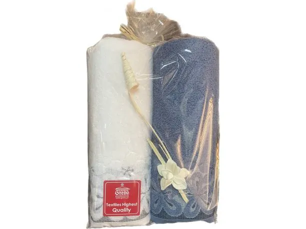 Komplet ręczników II - Bella 2/70x140 - biały, denim upominek na prezent