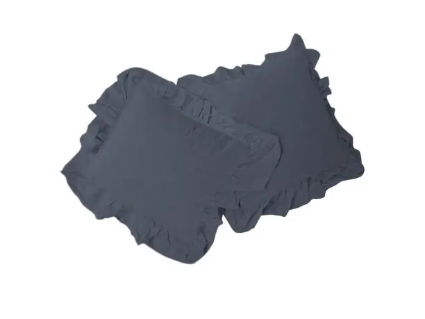 Komplet poszewek bawełnianych 2x40x40 z falbanką grey limasso jednobarwna grafit
