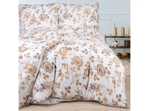 Pościel jersey 220x200+2/70x80 sweet jersey brązowe rózyczki slodkiesny