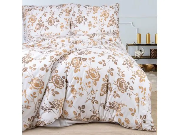 Pościel jersey 220x200+2/70x80 sweet jersey brązowe rózyczki slodkiesny