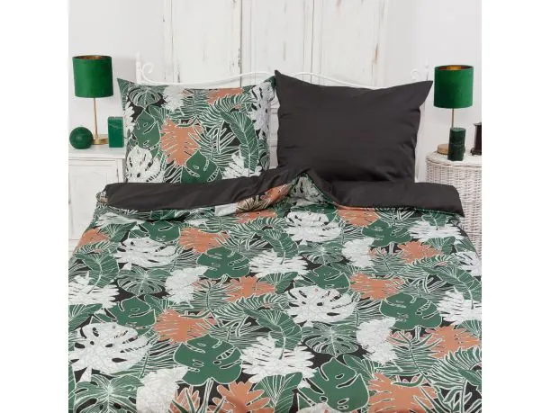 Pościel z satyny 160x200 cm sweet prestige liście monstery slodkiesny Andropol 18805/1