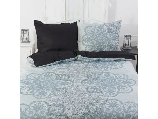 Pościel z satyny 200x220 cm sweet prestige rozeta biało czarna slodkiesny Andropol 18804/2