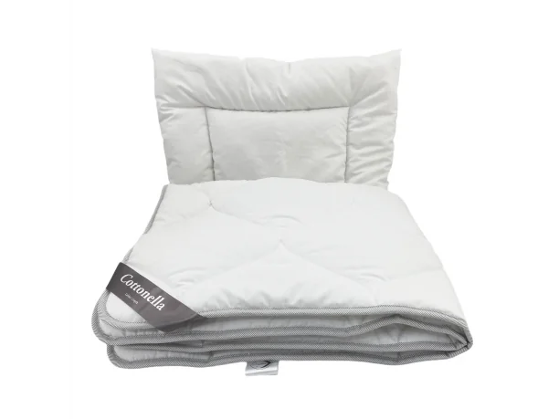 Komplet kołdra dziecięca 100x135 - poduszka 40x60 antyalergiczna Cottonella poldaun bawełniana