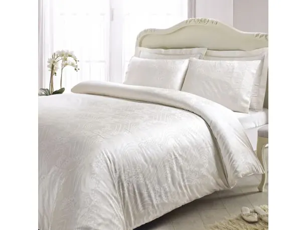 Ekskluzywna jednobarwna pościel żakardowa Princess White 200x220 Tivolyo