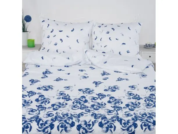 Pościel satynowa 160x200+2/70x80 sweet sofia niebieski ogród slodkiesny Andropol 18838