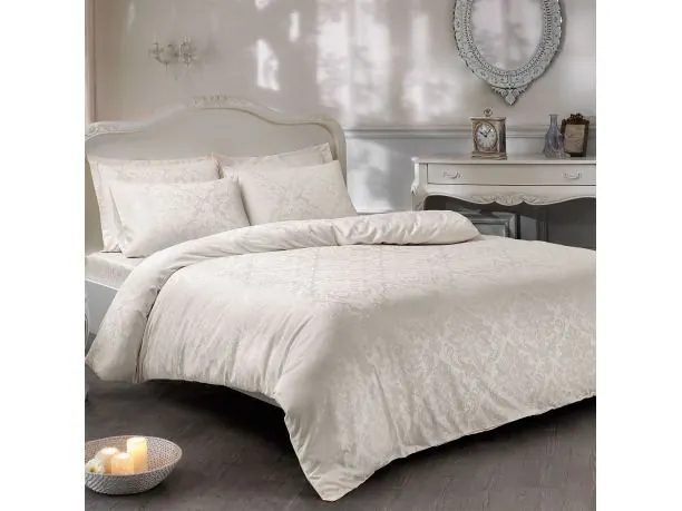 Ekskluzywna jednobarwna pościel żakardowa 200x220 Bambura Grey Tivolyo