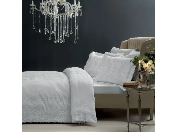 Ekskluzywna jednobarwna pościel żakardowa 200x220 Fausta Grey Tivolyo