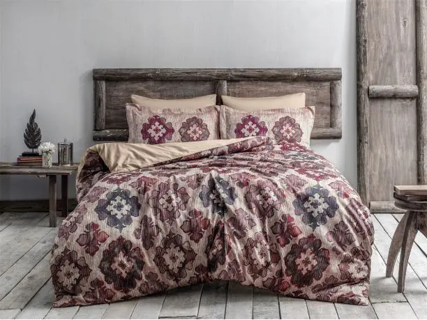 Pościel satynowa ekskluzywna Romans 200x220 Satin Delux Tivolyo Home kolorowy wzór