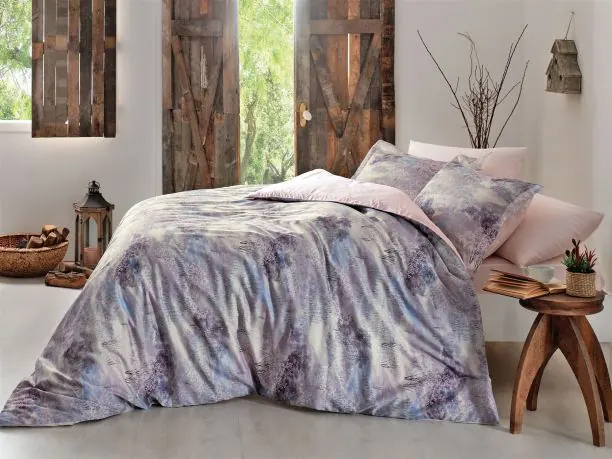 Pościel satynowa ekskluzywna Vivien 200x220 Satin Delux Tivolyo Home kolorowe drzewa