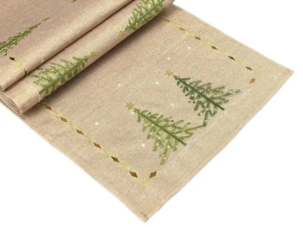 Bieżnik świąteczny 40x140 choinka int 1196 beżowy Boże Narodzenie