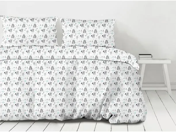 Pościel z bawełny 160x200 +2/70x80 słodkie zwierzątka dla dzieci