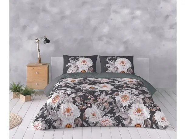 Pościel satynowo – bawełniana 160x200 +2/70x80 białe astry satyna prestige 11