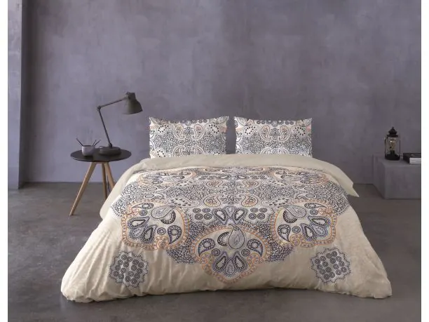 Pościel satynowo – bawełniana 160x200 +2/70x80 niebieska fantazja satyna prestige 08