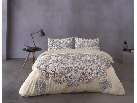 Pościel z perkalu 220x200 +2/70x80 niebieska fantazja satyna prestige 08