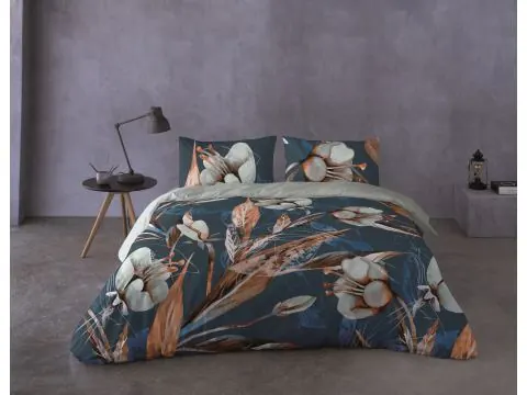 Pościel z perkalu 220x200 +2/70x80 białe kwiaty satyna prestige 02