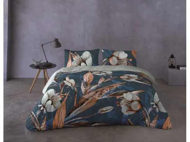 Pościel z perkalu 220x200 +2/70x80 białe kwiaty satyna prestige 02