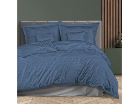 Pościel bambusowa Stripe chaber 160x200 + 2/70x80 + 4/40x40 satyna bawełniana Bamboo paski chabrowe