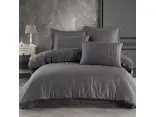 Ekskluzywna pościel satynowa 220x200 z koronką Valeria szara gipiura szary