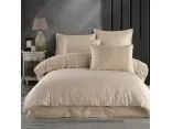 Ekskluzywna pościel satynowa 160x200 z koronką Valeria beż gipiura beżowa