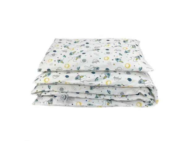 Komplet pościeli z bawełny 100x135 + 40x60 rakiety, kosmos dla dzieci