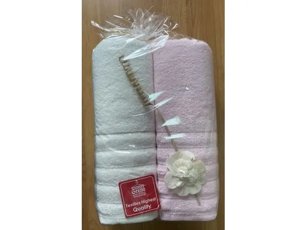 Komplet ręczników Alexa 2/70x130 upominek - kremowy, jasny różowy Greno