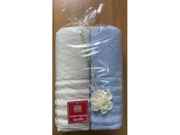 Komplet ręczników Alexa 2/70x130 upominek - kremowy, błękitny Greno