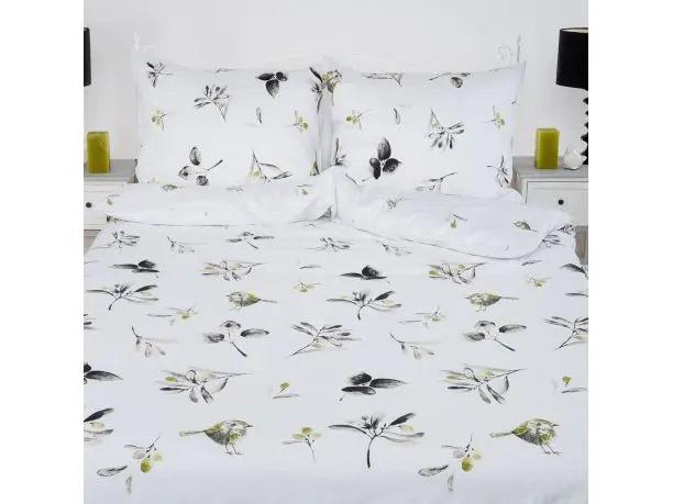 Pościel satynowa 140x200+1/70x80 sweet sofia listki ptaszki slodkiesny Andropol 18845