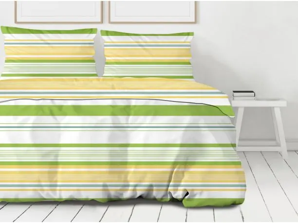 Pościel bawełniana 160x200+2/70x80 Action Bielbaw Premium kolorowe pasy