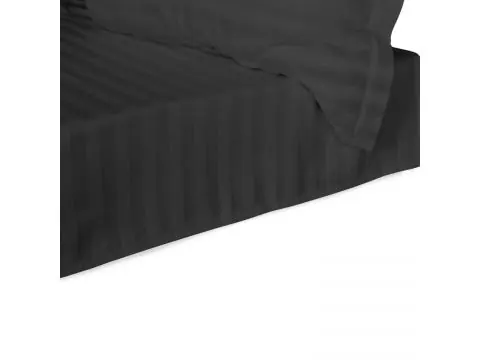 Prześcieradło bambusowe satyna bawełniana 160x240 Black bez gumki Stripe paski czarne