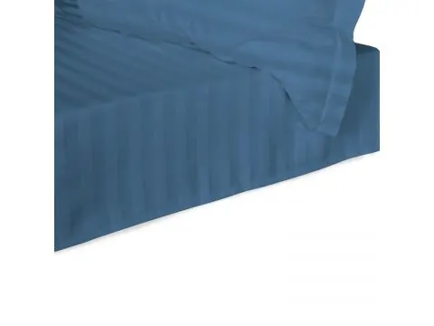 Prześcieradło bambusowe satyna bawełniana 160x240 Chaber bez gumki Stripe paski chabrowe