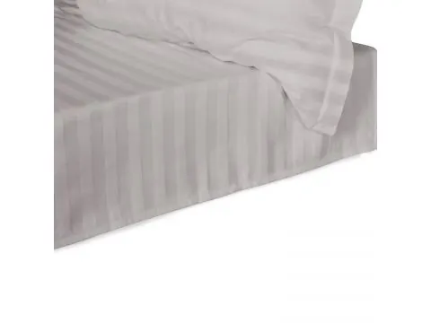 Prześcieradło bambusowe satyna bawełniana 160x240 Grey bez gumki Stripe paski szare