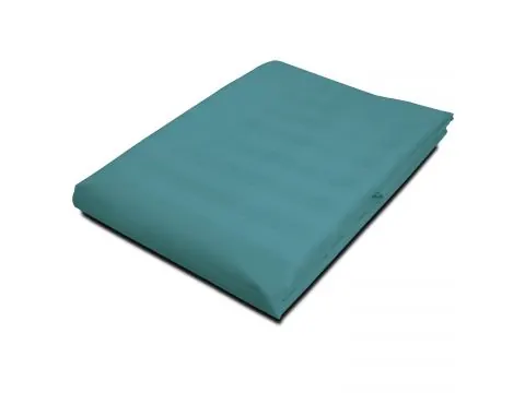 Prześcieradło bambusowe satyna bawełniana 220x260 Turkus morski bez gumki Stripe paski turkusowe