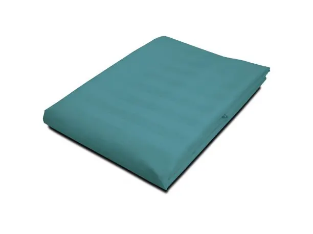 Prześcieradło bambusowe satyna bawełniana 220x260 Turkus morski bez gumki Stripe paski turkusowe