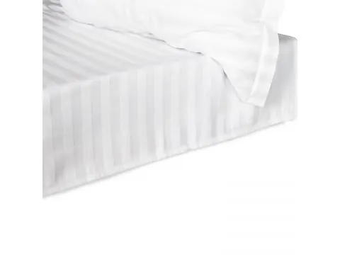 Prześcieradło bambusowe satyna bawełniana 160x240 Białe bez gumki Stripe paski białe