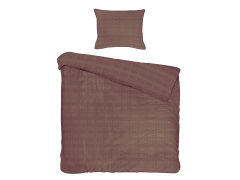 Satyna bawełniana Marsela 140x200 +1/70x80 Brown jednobarwna krateczka satynlove exclusive brązowa