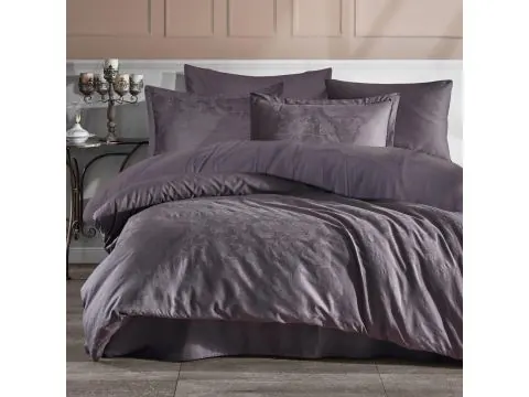 Pościel z satyny bawełnianej żakardowej 160x200+2/70x80/ Arven Luxury ornament antracyt