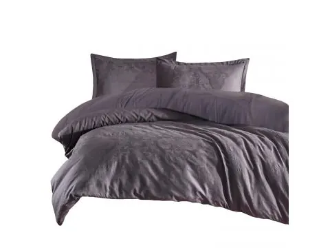 Pościel z satyny bawełnianej żakardowej 160x200+2/70x80/ Arven Luxury ornament antracyt
