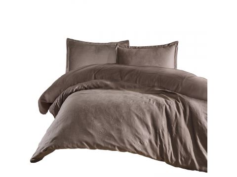 Pościel z satyny bawełnianej żakardowej 160x200+2/70x80/ Sadra Luxury Jacquard brązowe liście