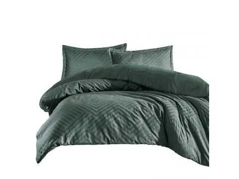 Pościel z satyny bawełnianej żakardowej 160x200+2/70x80/ Tula 1 Luxury Jacquard zielony wzorek