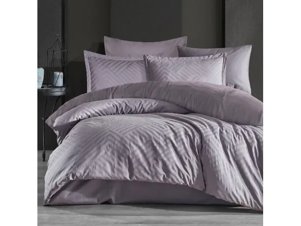 Pościel z satyny bawełnianej żakardowej 220x200+2/70x80/ Tula 2 Luxury Jacquard szary wzorek