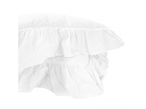 Pościel z bawełny 160x200+2/70x80 z falbanką Optic White Limasso w pudełku bez prasowania  Exclusive biała