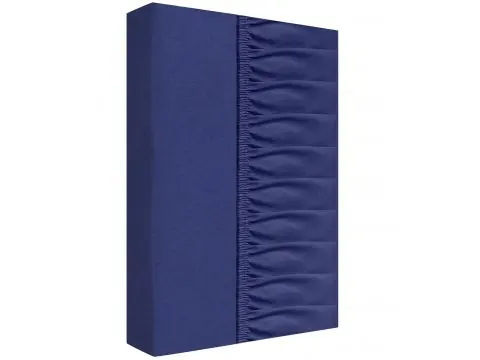 Prześcieradło bawełniane z gumką silver 140x200 + 25 cm granatowe