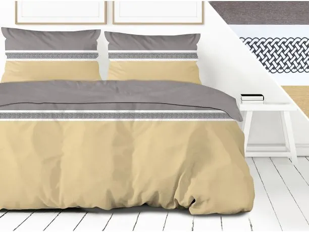 Pościel satynowa 220x200+2/70x80 amber frotex pasy