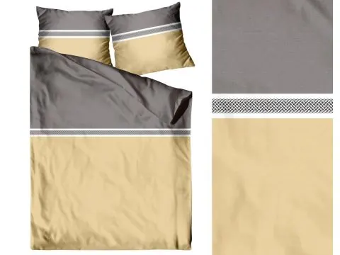 Pościel satynowa 220x200+2/70x80 amber frotex pasy
