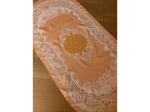 Bieżnik odpasowany 50x100 owalny łososiowo pomarańczowa aplikacja